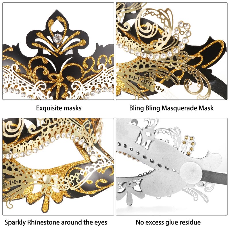 Coddsmz Couple Masquerade Mask Set Venetian Party Mardi Gras Halloween Costume Fancy Dress Mask for Women Men - Image 4